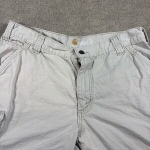 Carhartt Men's Beige Cargo Shorts Canvas Cotton Relaxed Fit Pockets Size 36
